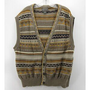 VINTAGE Sansabelt Sweater XL Sport Vest Cardigan Fair Isle Grandpa 90s